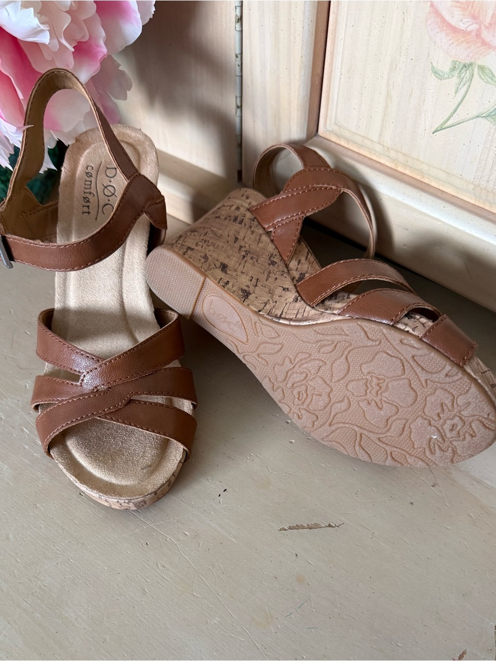 Women’s Brown Cork Wedge Sandals